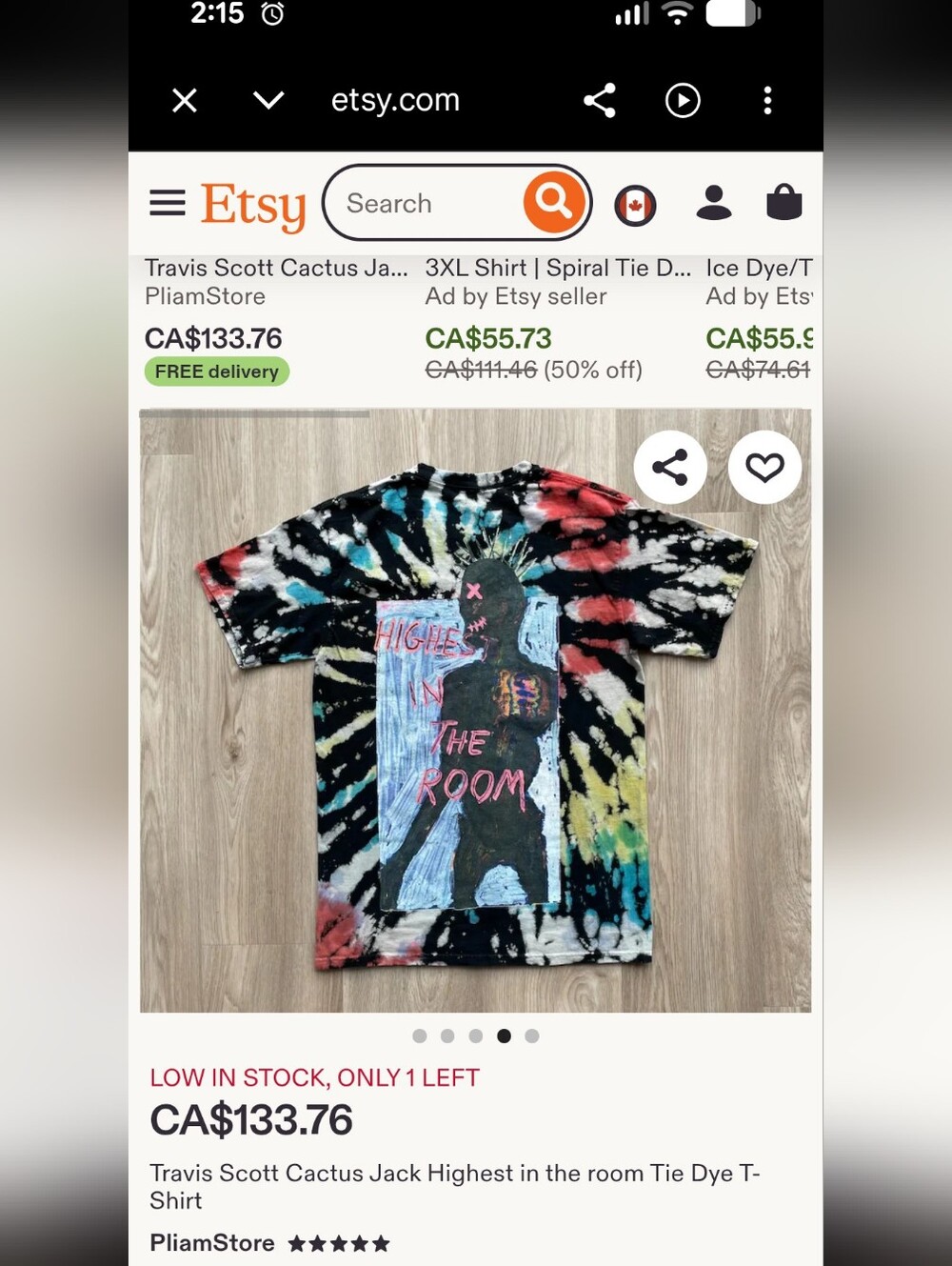 🌵Cactus Jack🌵 by Travis Scott "Highest In The Room" Tie-Dye T-Shirt (XL) - Picture 11 of 11